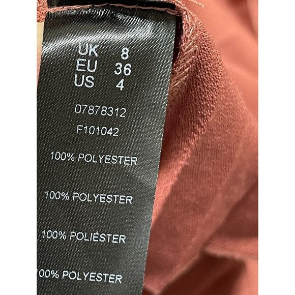 Asos Pleated Midi Skirt Elastic Waist Rose Pink Size 4 A-Line - Picture 5 of 6